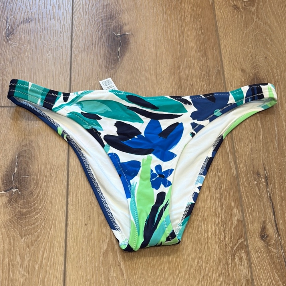 Aerie Cheeky Floral Blue and Green Women's Swim Bottom